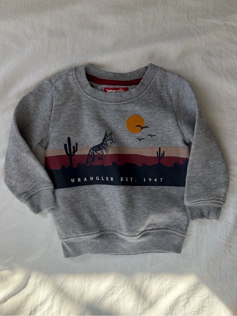 Wrangler Toddler Western Desert Coyote Sweatshirt Gray 24M Fits 18M